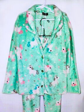 Mint Green Unicorn Print Fleece Pajama Set - Junior (preowned)
